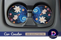 Night garden floral Round Car Coaster PNG Product Image 1