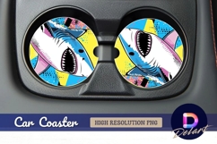 Pop art style shark Round Car Coaster PNG Product Image 1