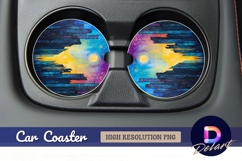Dreamy night cityscape Round Car Coaster PNG Product Image 1