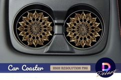 Golden ornate mandala Round Car Coaster PNG Product Image 1