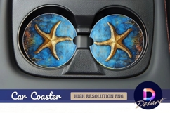 Golden starfish Round Car Coaster PNG Product Image 1