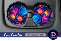 Abstract colorful roses Round Car Coaster PNG Product Image 1