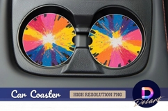 Abstract colorful paint splatter Round Car Coaster PNG Product Image 1