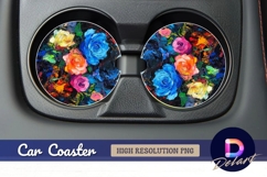 Colorful roses oil painting Round Car Coaster PNG Product Image 1