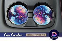 Butterfly tree colorful abstract Round Car Coaster PNG Product Image 1