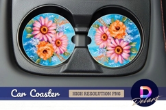 Floral oil painting for Round Car Coaster PNG Product Image 1