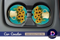 Sunflowers in pitcher Round Car Coaster PNG Product Image 1