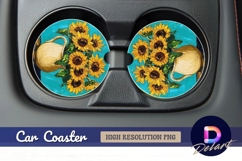 Sunflowers in pitcher Round Car Coaster PNG Product Image 1