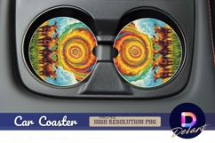 Cows staring below painted swirling Round Car Coaster PNG Product Image 1
