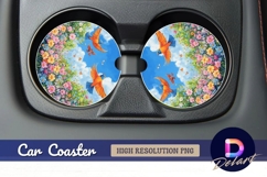 Birds butterflies and flowers Round Car Coaster PNG Product Image 1