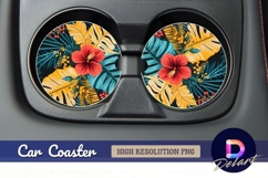 Tropical floral Round Car Coaster PNG Product Image 1