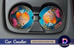 Orange and white striped fish Round Car Coaster PNG Product Image 1