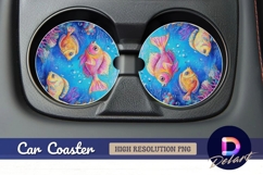 Colorful fish round car coaster Round Car Coaster PNG Product Image 1