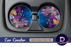 Underwater coral reef scene with Round Car Coaster PNG Product Image 1