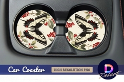 Butterfly and berries Round Car Coaster PNG Product Image 1