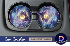 Moonlit night sky Round Car Coaster PNG Product Image 1