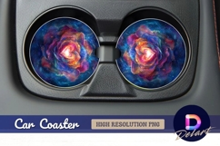 Galaxy rose heart Round Car Coaster PNG Product Image 1