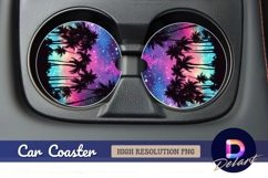 Palm trees silhouettes Round Car Coaster PNG Product Image 1