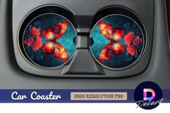 Butterfly and roses for Round Car Coaster PNG Product Image 1