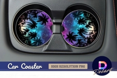 Palm trees silhouette with Round Car Coaster PNG Product Image 1