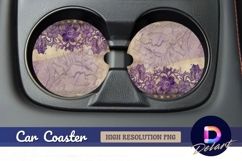 Purple floral Round Car Coaster PNG Product Image 1