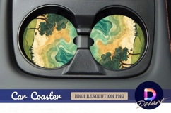 Whimsical landscape illustration Round Car Coaster PNG Product Image 1