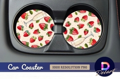 Strawberry champagne Round Car Coaster PNG Product Image 1