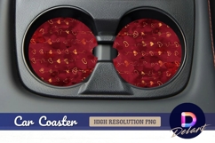 Red and gold heart Round Car Coaster PNG Product Image 1