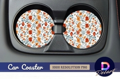 Watercolor floral pattern Round Car Coaster PNG Product Image 1