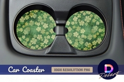 Green round car coaster with clover Round Car Coaster PNG Product Image 1