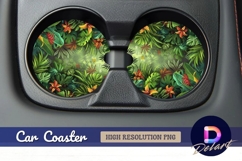 Vibrant jungle foliage Round Car Coaster PNG Product Image 1