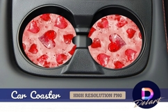 Red hearts Round Car Coaster PNG Product Image 1