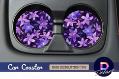 Purple floral pattern Round Car Coaster PNG Product Image 1