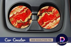 Red gold abstract art Round Car Coaster PNG Product Image 1