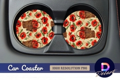 Red poppies and baskets Round Car Coaster PNG Product Image 1