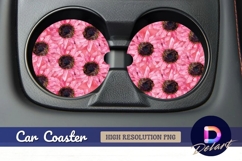Pink sunflowers Round Car Coaster PNG Product Image 1