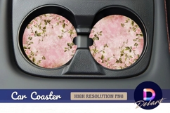 Pink floral Round Car Coaster PNG Product Image 1