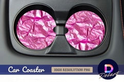 Pink foil abstract Round Car Coaster PNG Product Image 1