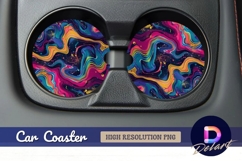 Colorful abstract swirls round car coaster design Product Image 1