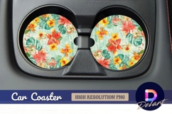 Round car coaster floral pattern Round Car Coaster PNG Product Image 1