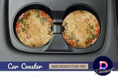 Floral butterfly vintage Round Car Coaster PNG Product Image 1