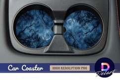 Crow silhouette moonlit night Round Car Coaster PNG Product Image 1