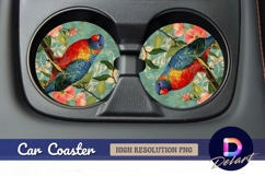 Colorful lorikeet parrot bird with Round Car Coaster PNG Product Image 1
