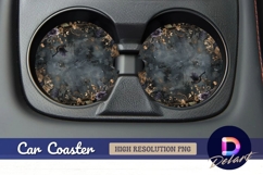 Dark floral bird Round Car Coaster PNG Product Image 1