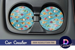 Colorful ice cream cones pattern Round Car Coaster PNG Product Image 1