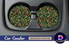 Holly berry and leaves Round Car Coaster PNG Product Image 1