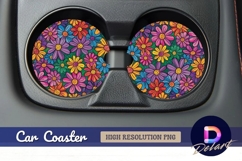 Colorful floral pattern Round Car Coaster PNG Product Image 1