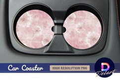 Dandelions on pink textured Round Car Coaster PNG Product Image 1