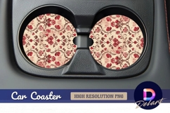 Floral damask pattern for Round Car Coaster PNG Product Image 1