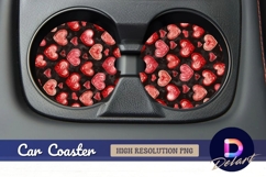 Round car coaster with red hearts Round Car Coaster PNG Product Image 1